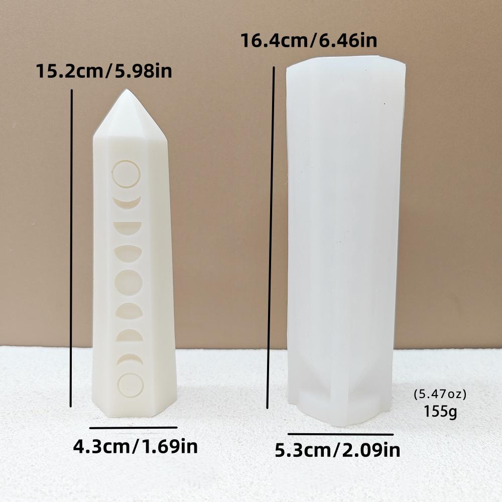 Силиконовая форма для свечи-столбика с коническим верхом, фазы луны, полнолуние, затмение, рельефный столбик, форма для смолы, частичное затмение, гипсовые формы