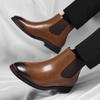 Winter Warm Men High Top Chelsea Rubber Boot Invisible Heel Men Lifted Boots Men Leather Platform Boots Height Increasing