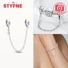 Copper Heart Beads Colorful Zircon Safety Chains Original Charm Fit Original Bracelets DIY Style Jewelry Gifts Accessory Women's
