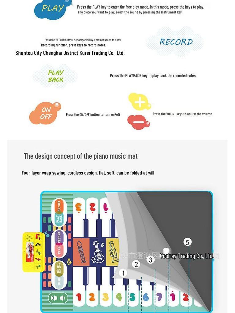 Children's Double Piano Mat: Interactive Two-Player Dance and Music Mat for Parent-Child Fun