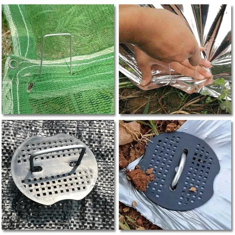 Galvanized U Shaped Garden Staples, Metal Fence Tubing Stakes with Pads, Landscape Spikes Ground Nails for Lawn Barrier Fabric Holding & Fixing
