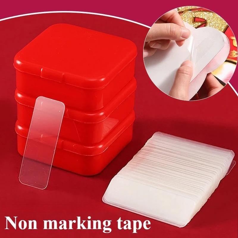 60 Sheets/Box Double Sided Adhesive Tape Reusable Waterproof Wall Sticker Traceless Self Adhesive Home Appliance Transparent Set