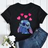 Kawaii Stitch Women's Fashion Top Casual Women's Round Neck T-Shirts Harajuku 90s Cute Stitch Women's Short Sleeves Tops Tees