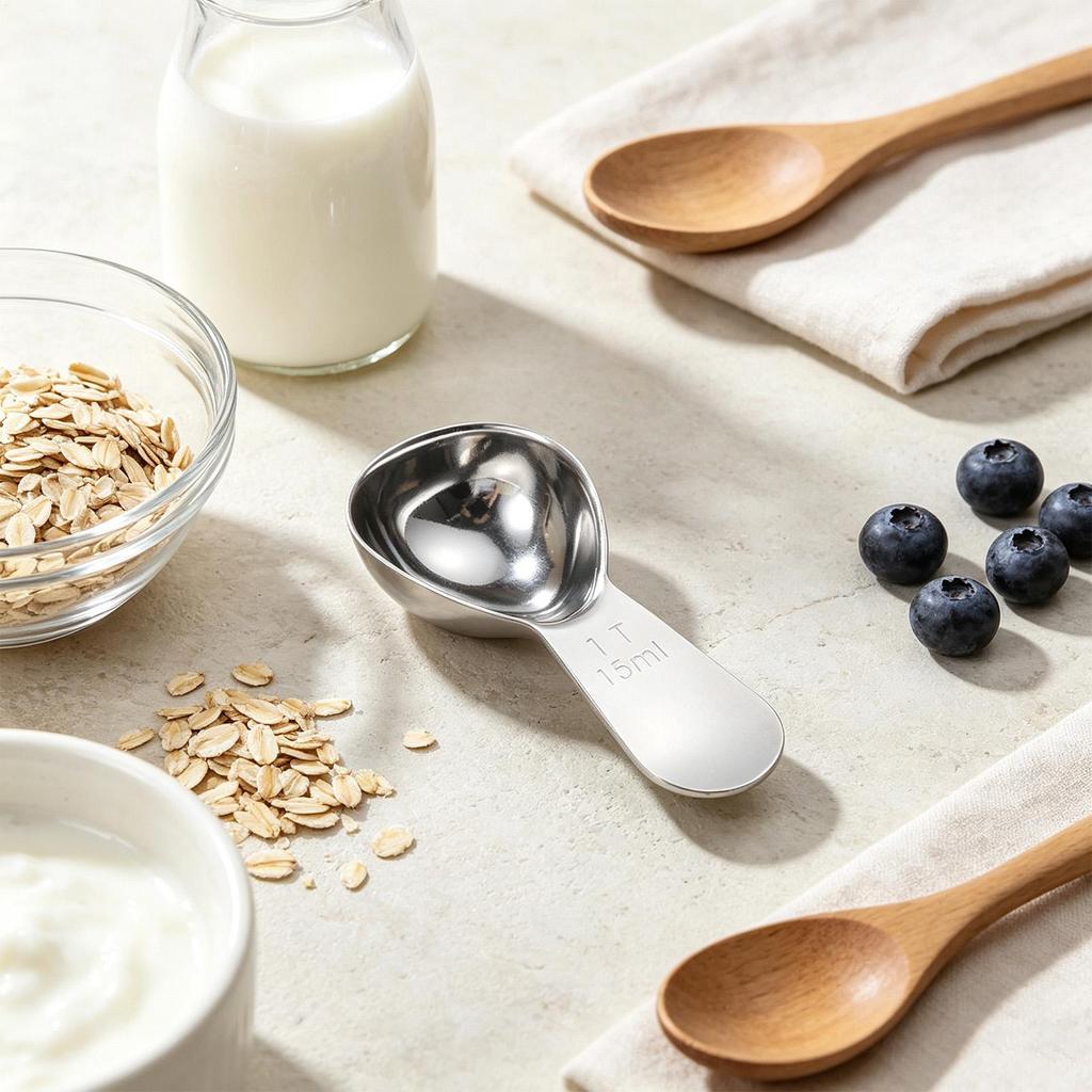 Food Grade Coffee Measuring Spoon, Short Handle Rustproof Scoop, Dishwasher Safe Kitchen Tool for Ground Coffee, Sugar & Flour