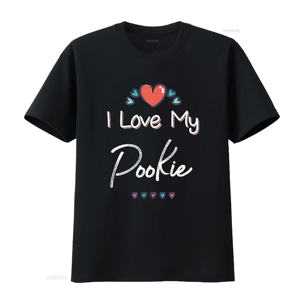 Mens I Love My Pookie Cute Mothers Day T Shirt Black 2X Large vintage Washed Casual streetwear Slightly Soft Comfortable homme