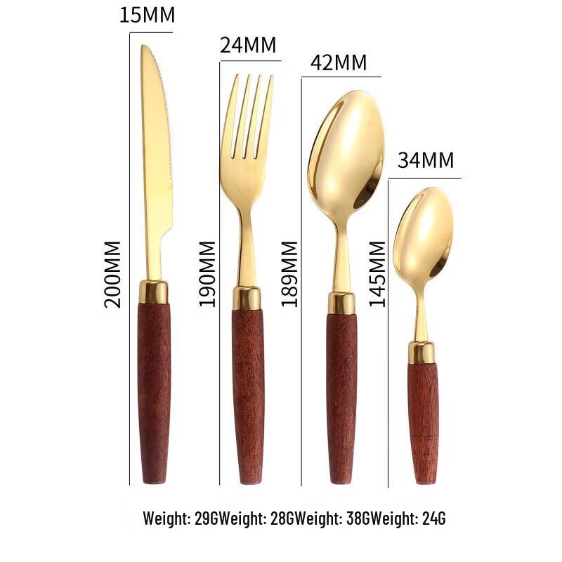 Zhi Shi Edelstahl Besteckset mit Holzgriff