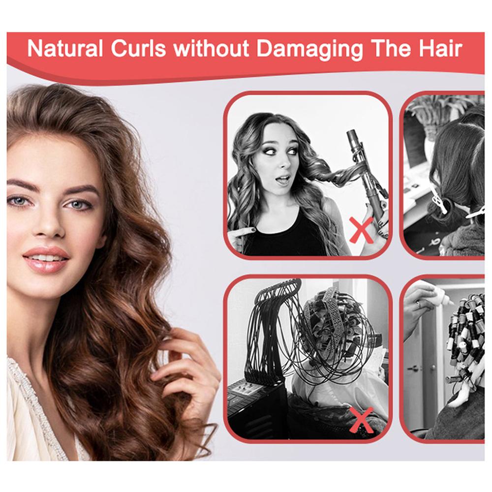 9pcs Heatless Curling Rod Headband, No Heat Silk Ribbon Rollers for Overnight Sleeping Curls, Styling Kit with Hair Clips and Sc