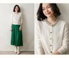 Autumn Winter Wool Knit Cardigan with Beaded Rhinestone Embellishments