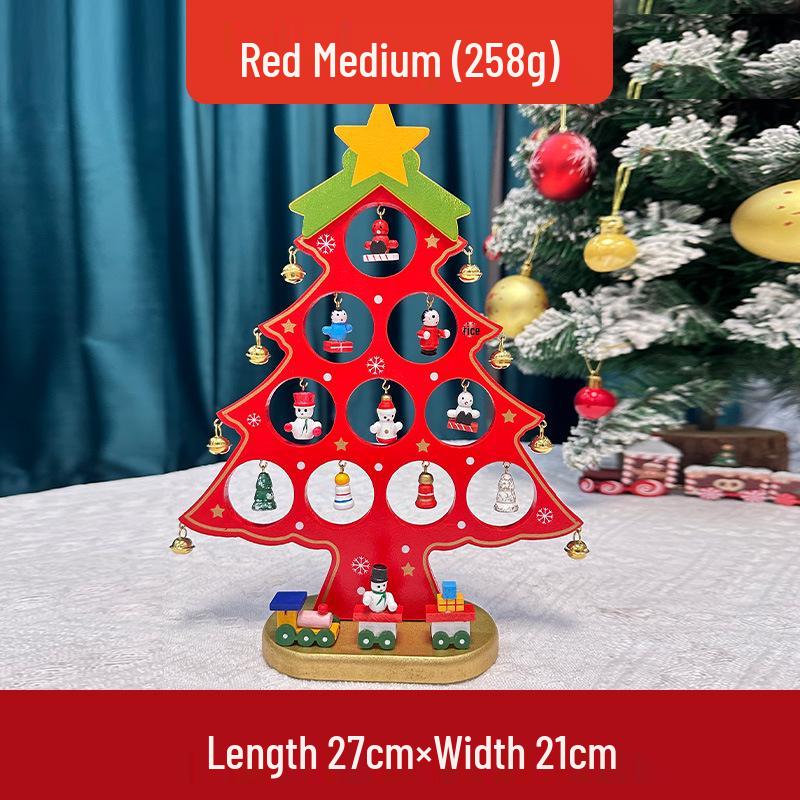 Wooden Christmas Tree Tabletop Display and Mini Figurines - Creative Gifts for Kids