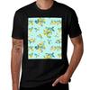 Watercolor Sicily Lemons With Leaves On Aqua Tshirt Athletic Quick Dry Tshirt For Unisex