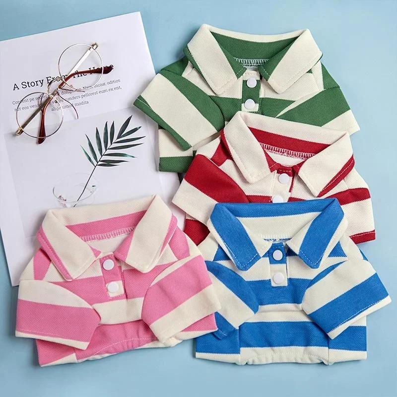 Dog Clothes Pet Dog Polo Shirt Quality Summer Striped Clothing for Small Large Dogs Cats T-shirt French Bulldog Pug Costumes