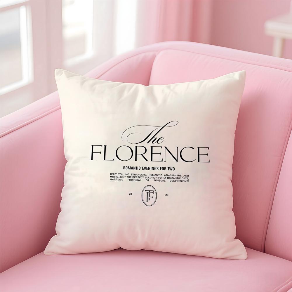 Text image Pattern Floriana Cushion Cover Pillowcase Short Plush Invisible zipper Room Sofa Cushion Cover