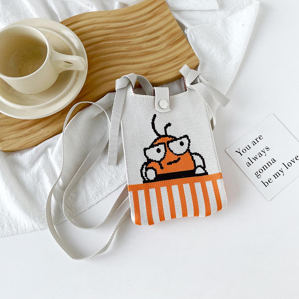 Cute And Sweet Knitted Mobile Phone Bag Shoulder Crossover Handheld Premium Mini Small Bag Mobile Phone Bag