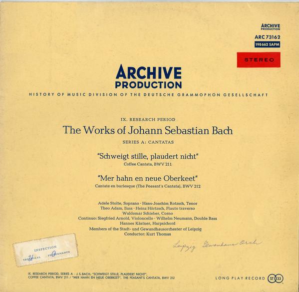

LP Record ADELE STOLTE HANSJOACHIM ROTZSCH Johann Sebastian Bach Schweigt St ARC73162 ARCHIVE PRODUC 1963 US Classical Used