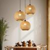 Japanese Style Bamboo Pendant Lamp Shade 20CM Hand Woven Lamp Cover for Lantern Pendant Light Indoor Lighting Fixtures