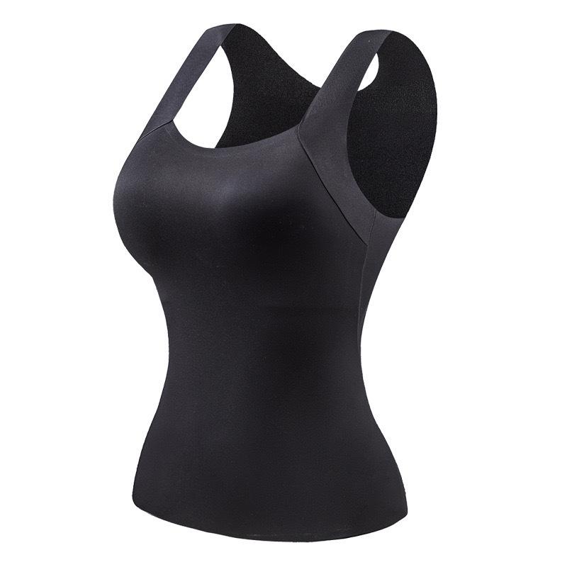 Women's Autumn/Winter Seamless Moisturizing Warm Base Layer Vest with Fixed Cup - Nude Feel, Skin Beautifying, Slimming Underwear