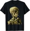 Vincent Van Gogh Calavera Fumando Cigarrillo Esqueleto Camiseta Unisex Artística