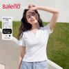 Baleno Damen V-Ausschnitt Kurzarm T-Shirt