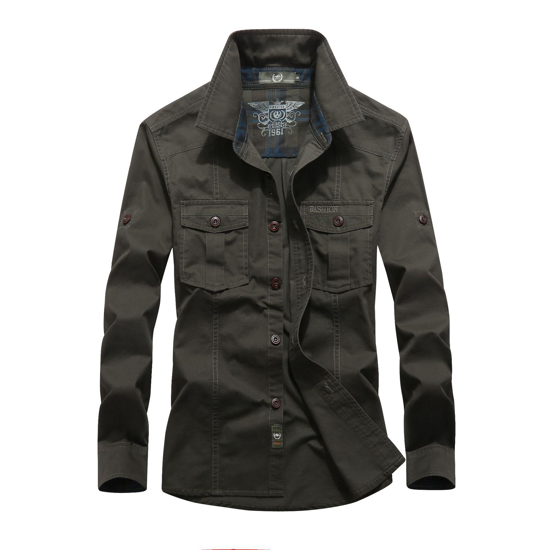 

Мужская рубашка с длинным рукавом, мужская новая мужская одежда, мужская повседневная рубашка большого размера в стиле милитари для мужчин 4XL