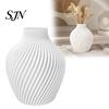 Modern White Vase Spiral Ribbed Vase, 3D Printed Dried Flower Matte Decorative for Living Room Shelf Table Centerpiece