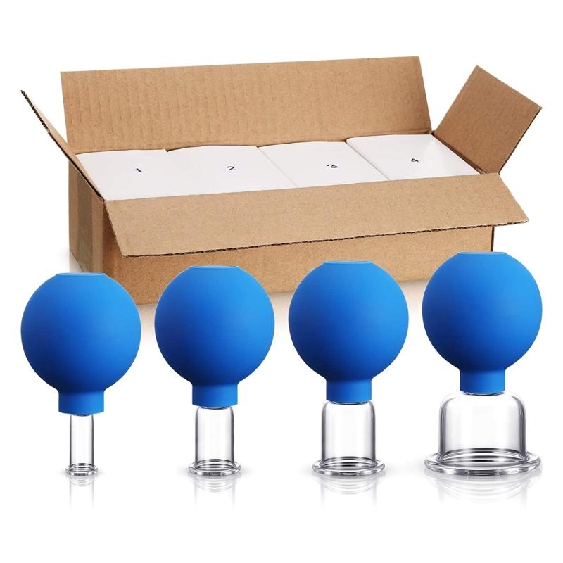 

4 шт. Антицелюлітна присоска Ventosa Silicone Ball Glass Jar Вакуумний банок Набір банок Масажер для тіла, обличчя Пряма доставка