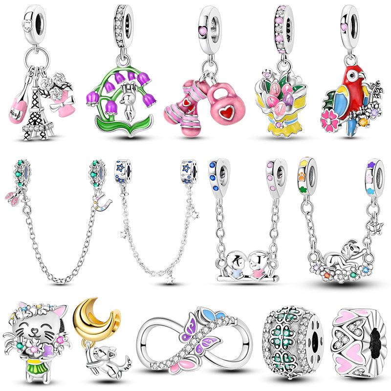 Copper Plated Dangle Charms Beads For Woman Fit Original Bracelet Diy Jewelry Making