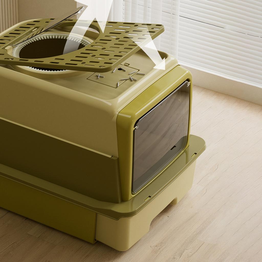 Fully Enclosed Cat Litter Tray,Hooded Cat Litter Box with ,Bedpan,Pet Litter Box,Pet Litter Tray with Lid for Travel