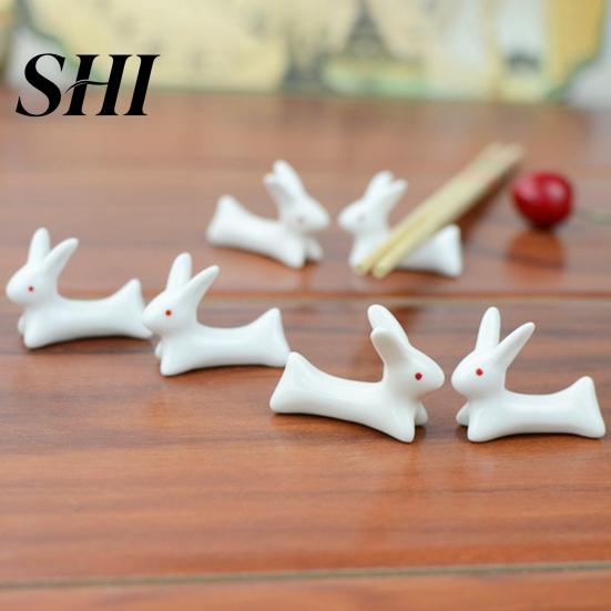 Chopsticks Stand Storage Rack Reused Beautiful Food Grade Rounded Corners Stable Kitchen Gadgets Anti-dirty White Ceramic Little Rabbit Chopstick Rest