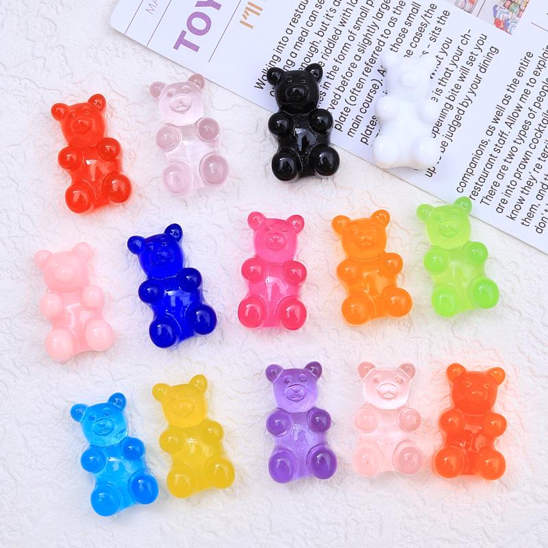 Large Translucent Bear Cartoon Cream Resin Charms for Crocs & DIY Jewelry Hair Clip Accessories