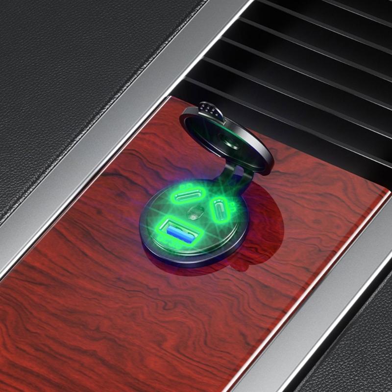 Waterproof 3-Port USB & Type C Power Outlet 45W Type C Fast Charging Socket for 12V/24V Vehicles, Boats, Motorcycles