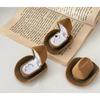 New 1Pcs Creative Design Cowboy Hat Shape Rings Box Pretty Velvet Jewelry Display Storage Case Packaging Bride Wedding Rings Box