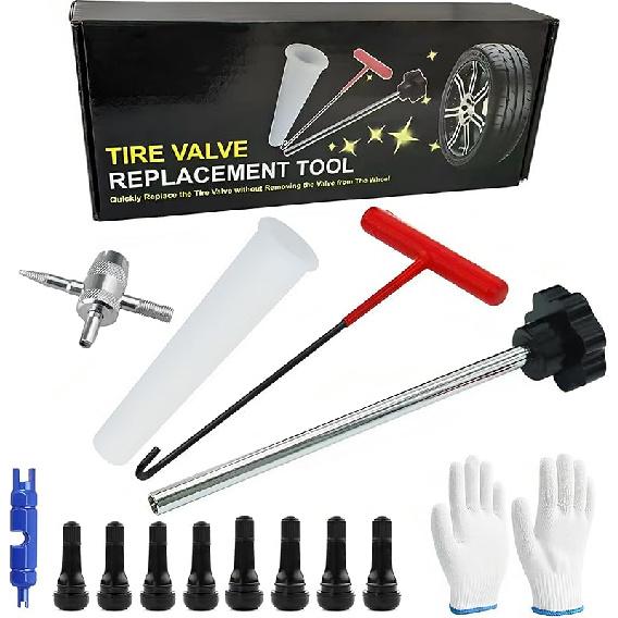Quick Tire Valve Change Tool, Tire Valve Stem Core Quickly Replacement Tool Kit For Cars, Trucks, Motorcycles Etc (7PCS)
