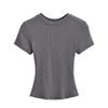 Trendy Women's Ribbed Slim Fit Short Sleeve T-Shirt with Sexy Round Neck and Straight Shoulders.