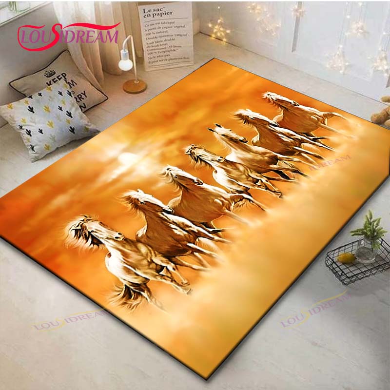 Hot Fashion Classical Galloping Horses Printed Carpet Outdoor Rug Area Rug Non-slip Carpet Bedroom Decor Carpet for Room Gift