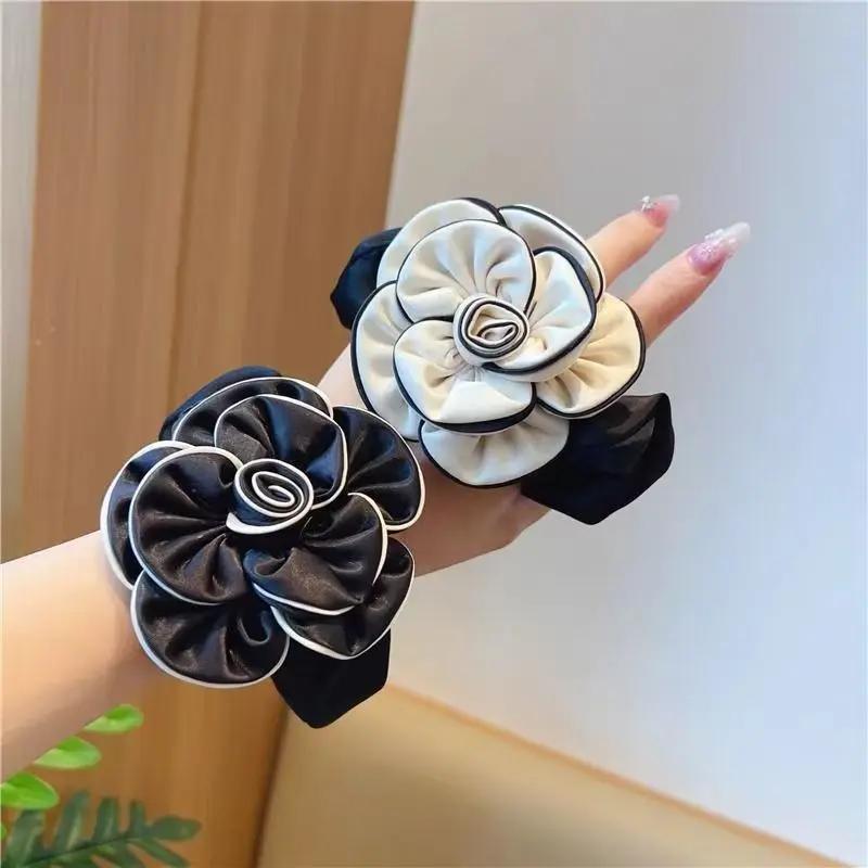 Herbst Kamelie Handgefertigte Blumen Haargummis Französische Vintage Stirnband für Frauen Stilvoll und Schick Kopfseil Elegant Haargummis