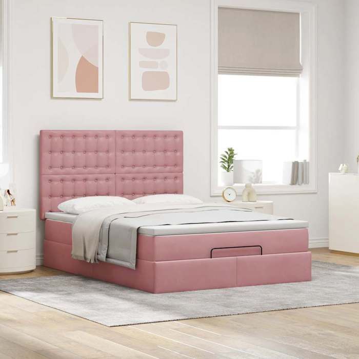 Maison Exclusive - Cadre de lit ottoman avec matelas rose 140x200 cm velours