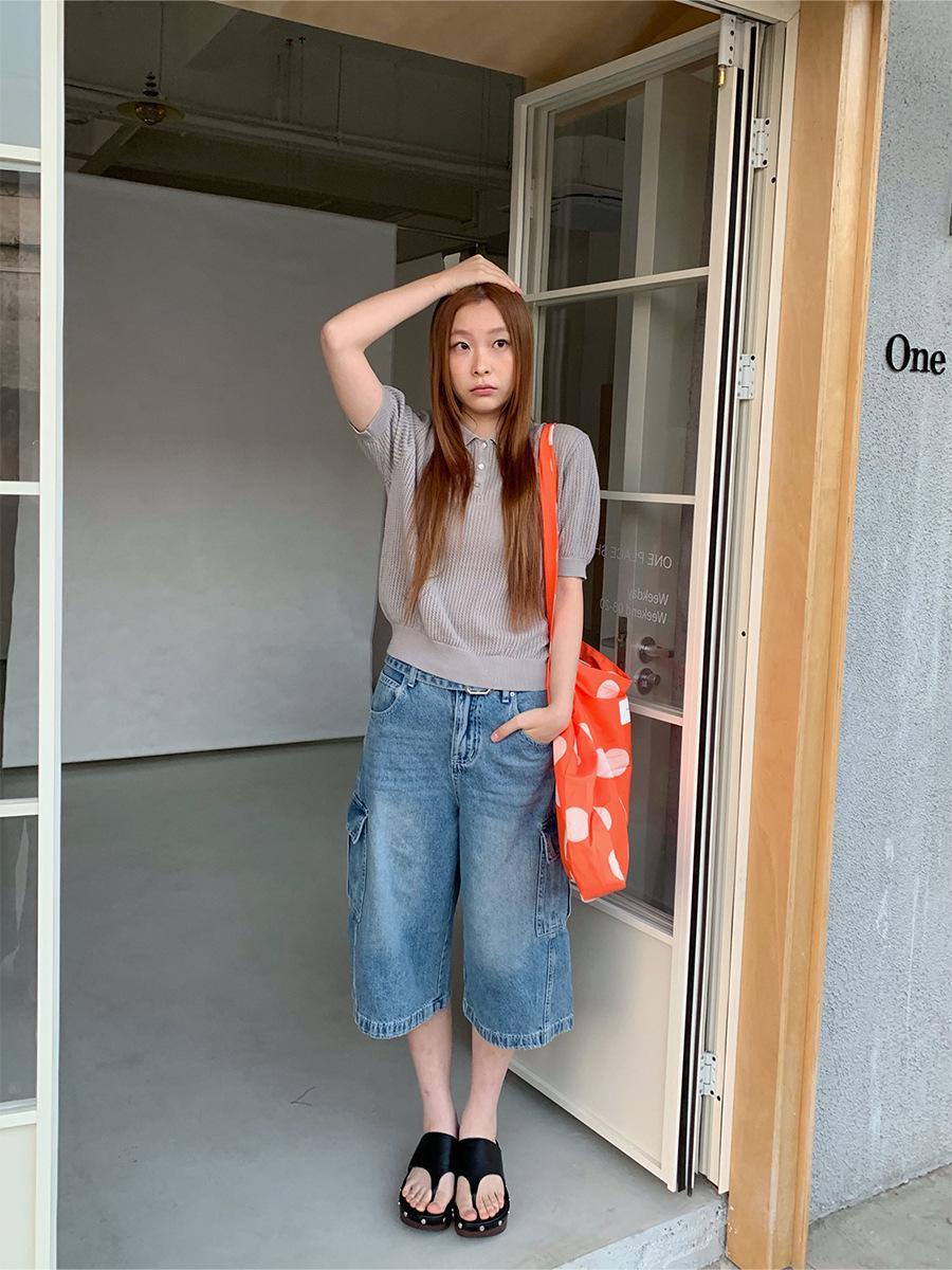 Sunai 2026 Spring Women s High-Waisted Wide-Leg Cargo Jeans in Korean Style Large