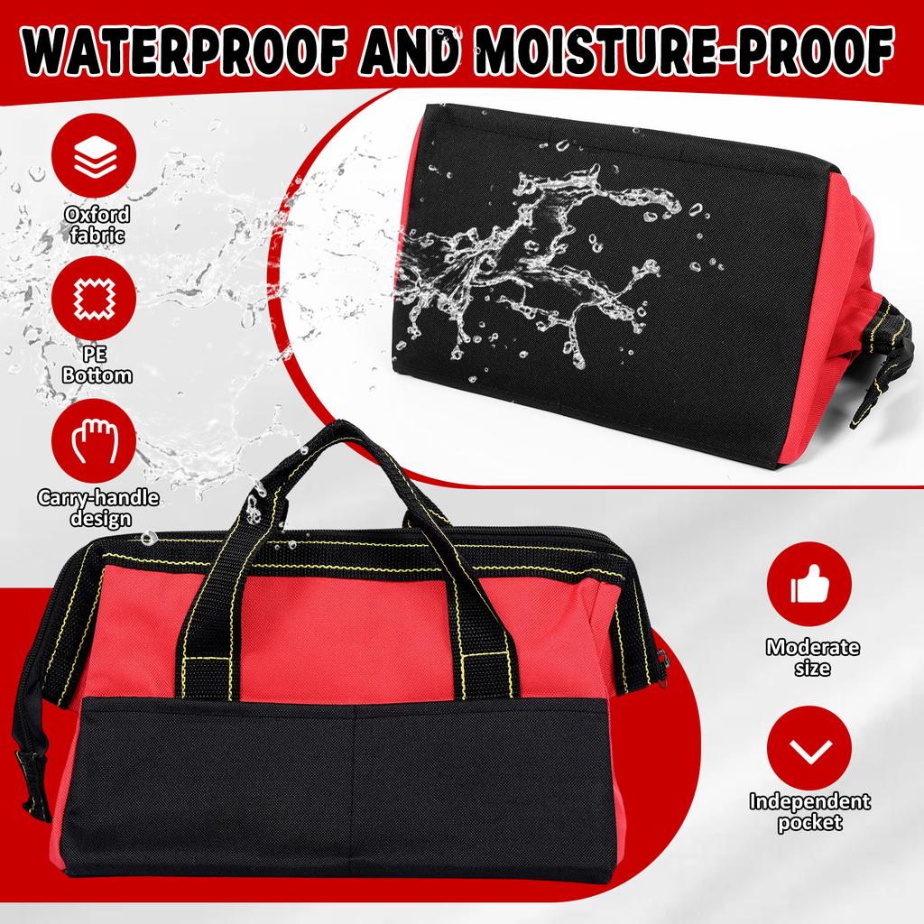 Multifunktions-Werkzeugkasten Oxford-Stoff Wasser Elektriker Arbeitswerkzeugtasche Mehrere Taschen Sturzsichere Aufbewahrungstasche für Heimwerker, Zimmermann