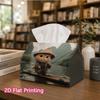 1pc, 2D Flat Printing, Tissue Box Cat Fishing Pattern On Raft Printed Tissue Box, Suitable for Napkin Storage In Cars, Kitchens, And Restaurants, Home