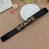 Womens Stylish Pu Elastic Waist Belt Versatile For Dresses And Skirts In Black Minimalist