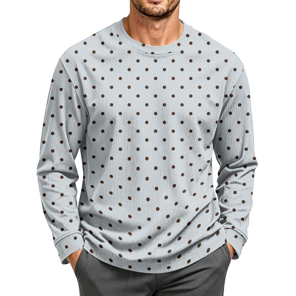 Men's Corduroy Long Sleeve Neck Top for Casual Everyday Wear