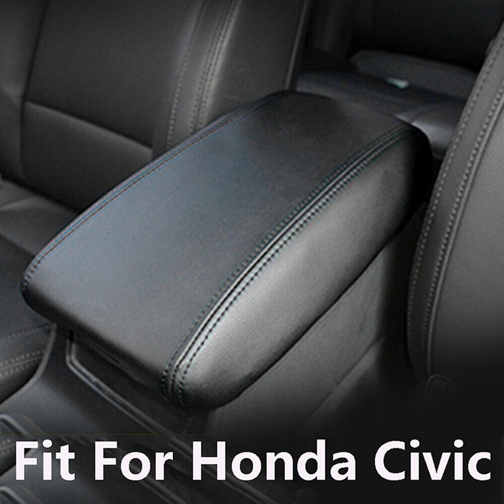 Car Armrest Cover Center Console Leather Cushion Black Wear Resistant Dust-Proof Skin for Honda Civic 2012-2015
