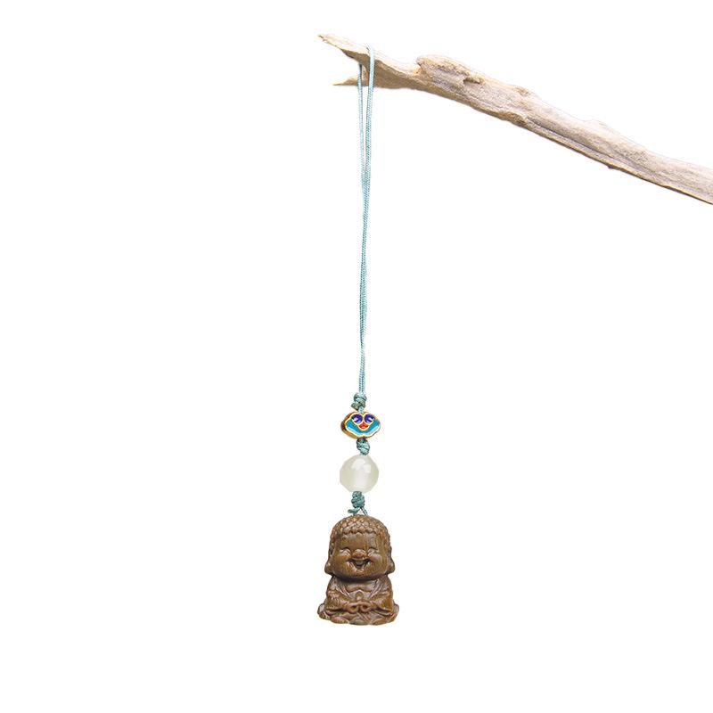 Green Sandalwood Zodiac Pendant: Carved Wooden Phone Chain & Keychain Charm