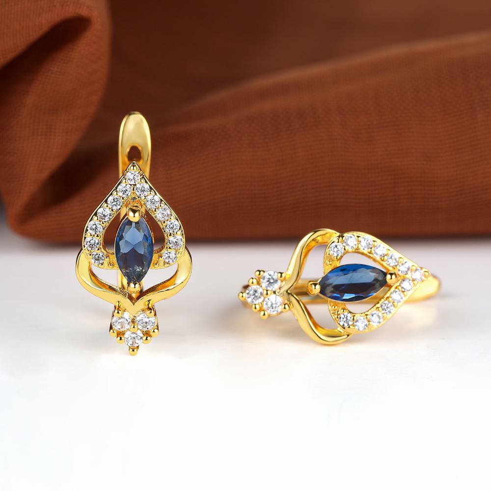Elegant Gold Color Teardrop Flower Earrings for Women's  Earring Buckle for Bridal Ornament Gift
