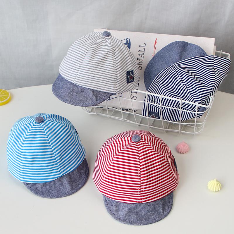 Summer Cotton Baby Hat Cute Casual Striped Baby Boy Cap Soft Eaves Kids Girls Sun Protect Hats Caps