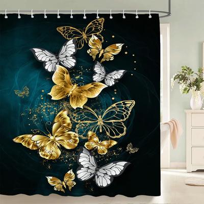 Tende da Doccia Stampate con Bellissime Farfalle 3D Tende da Bagno Impermeabili in Tessuto di Poliestere Decorazione Tenda da Bagno 180X180cm
