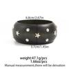 Retro Fashion Five-pointed Star Rivet Wooden Bracelet Bangles Y2k Punk Style Geometric Vintage Bangle Jewelry Fashion Hiphop Grunge Pulseras Mujer