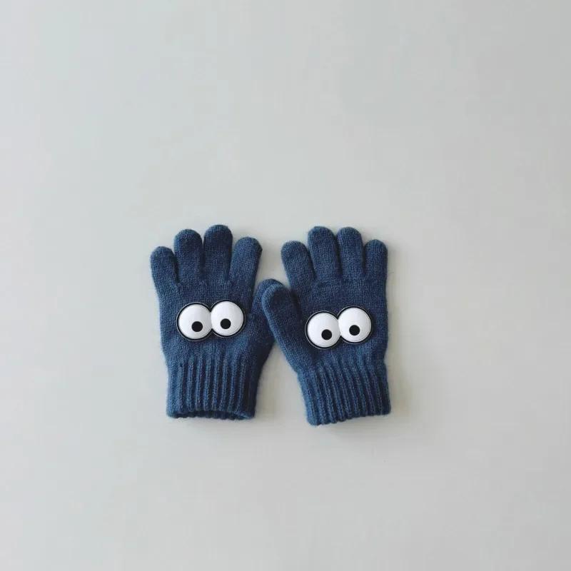 3-7Y Autumn Winter Children's Funny Gloves Autumn Winter Boys and Girls' Fingered Warm Knitted Woolen Five Finger Baby Gloves
