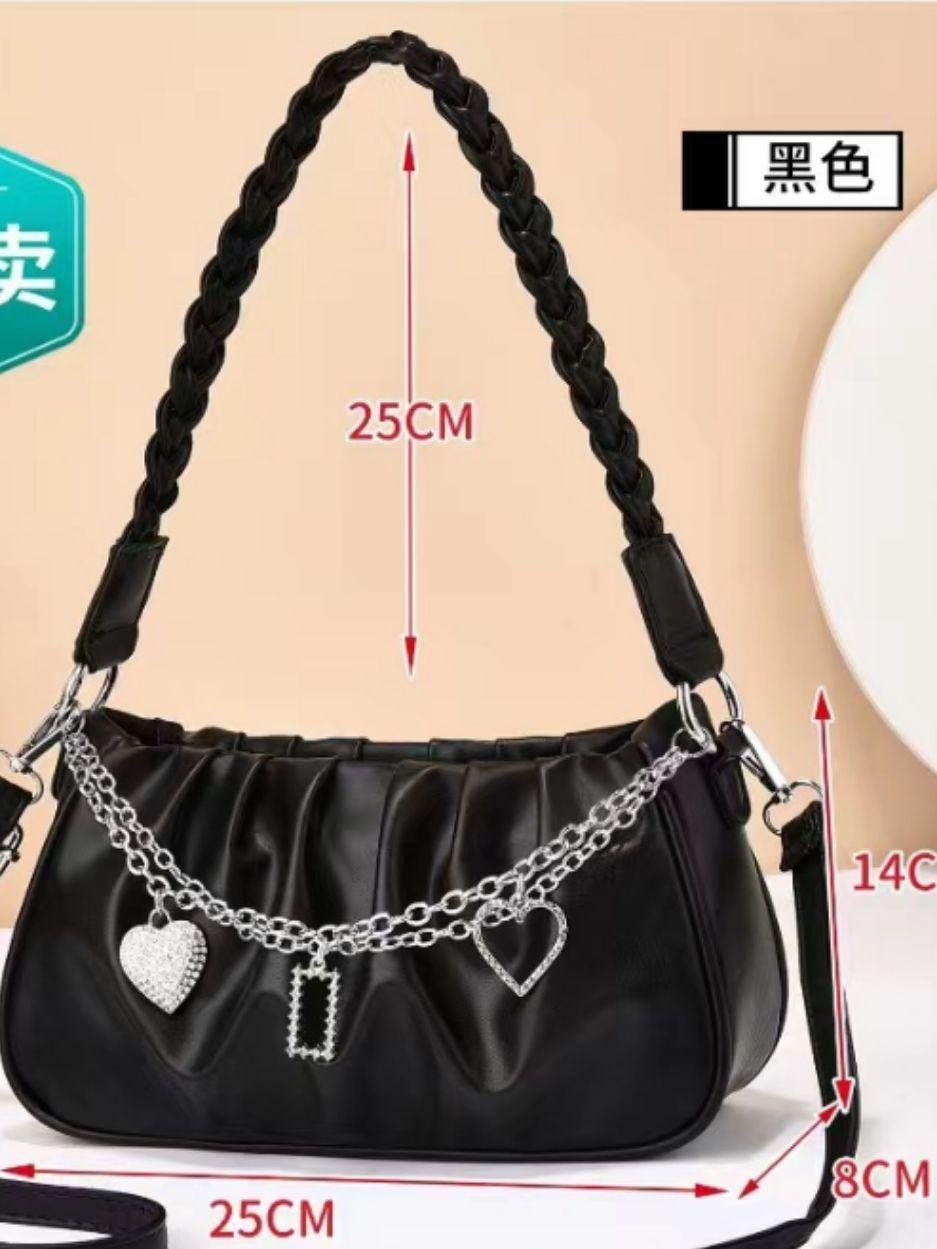 Elegant Women s Casual Tote Bag Stylish High-end Versatile Handbag With Chain Detail чёрный