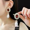 Flower Diamond Water Drop Pearl Necklace French Retro Court Style Collarbone Chain High Sense Light Luxury Jewelry Women's Suit
